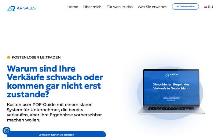 Startseite der für AR Sales Experts umgesetzten Website