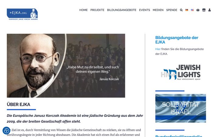 Startseite der für ejka.org umgesetzten Website