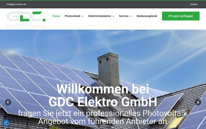 Главная страница сайта, созданного для GDC Elektro GmbH
