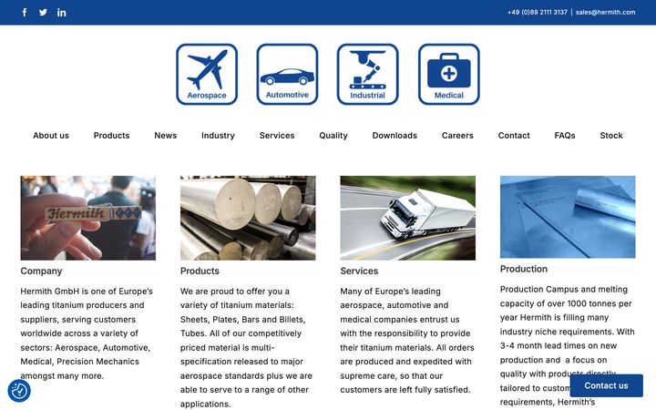Startseite der für Hermith GmbH umgesetzten Website
