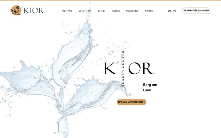 Головна сторінка сайту, створеного для KIOR Health Center