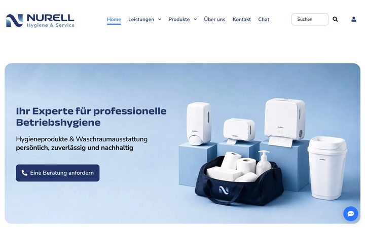 Startseite der für Nurell umgesetzten Website