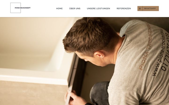 Startseite der für PioNa Baukonzept umgesetzten Website